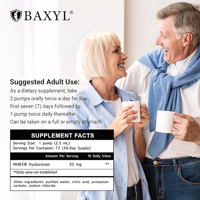 BAXYL & BaxylGI Bundle Pack - (6 fl oz Each) - Hyaluronic Acid Joint Supplement & Hylarunonan Amaferm Prebiotic Digestive Supplement.