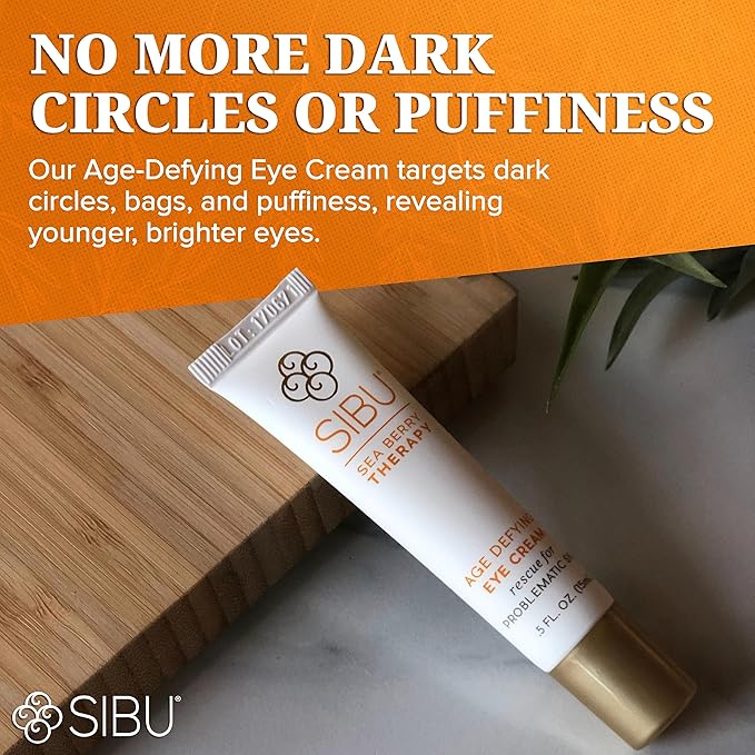 sibu Age-Defying Eye Cream, Made with Premium Himalayan Sea Buckthorn & Hyaluronic Acid (0.5 oz) – Smooths Eye Wrinkles & Reduces Puffiness