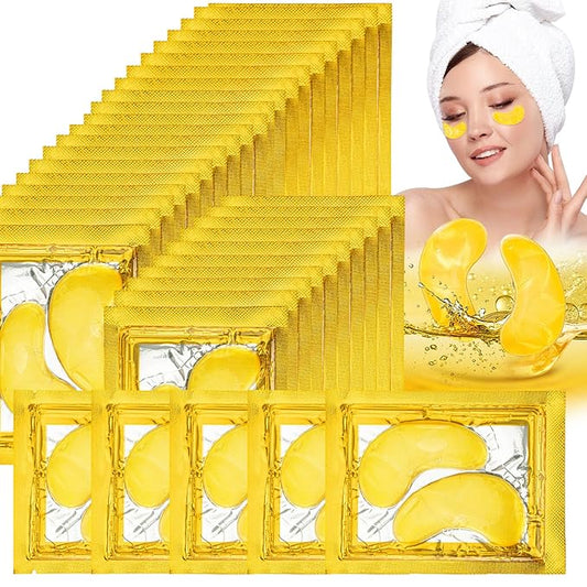 Gold Under Eye Patches - 30 Pairs Golden Glow Under Eye Patches for Dark Circles,Gold Moisturizing Eye Skin Mask for Women,Eye Dark Circles Masks for Bags and Wrinkles