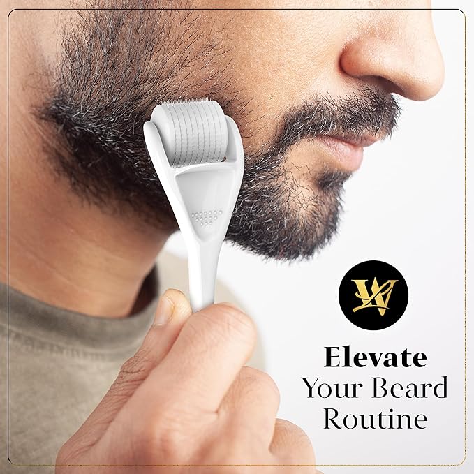 Derma Roller for Skin, Hair & Beard – Women and Men Titanium Microneedling Roller for Face & Scalp, Safe & Easy to Use 0.25mm - White