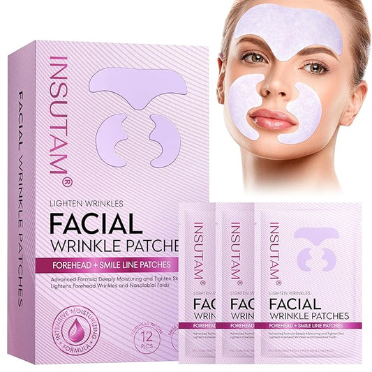 Forehead Wrinkle Patches for Anti-wrinkles: Overnight Face Wrinkles Patches to Lift Smile Lines for Women (12PRS, PINK)