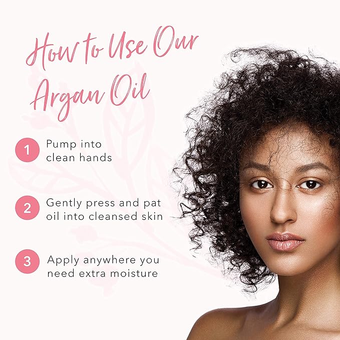 100% PURE Argan Oil, Cold-Pressed, Natural Moisturizer for Skin, Hair & Nails, Facial Serum, Hair Detangler, Cuticle Oil, Makeup Remover - 1.52 Fl Oz