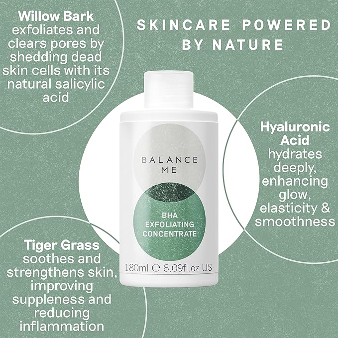 Balance Me BHA Exfoliating Concentrate, 7 fl oz, Chemical Toner and Face Exfoliant with Salicylic Acid