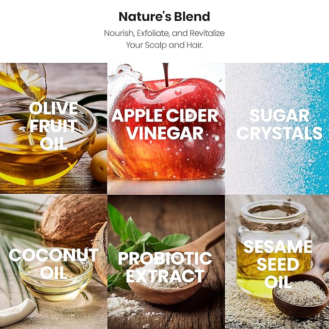 Scalp and Body Scrub - Body, Hair & Face Scrub with Sugar, Green Tea & Coconut Oil to clarify & remove product buildup, 6 oz