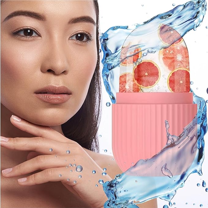 Ice Face Roller - Perfectly shaped for Face, Body, and Under Eyes - Ice Mold for Face Easy Handheld Design - Food-Grade Silicone material - Pamper Yourself with Ice - Facial Beauty Ice Roller (Pink)