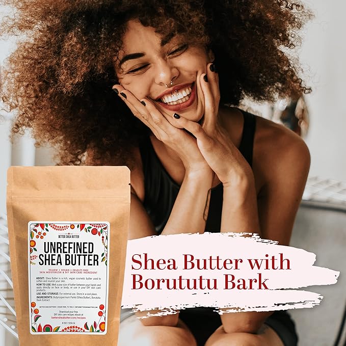 Better Shea Butter Yellow Shea Butter | Raw, Unrefined, Pure | Use for Hair, Soap Making, DIY Lotions | 8 oz block