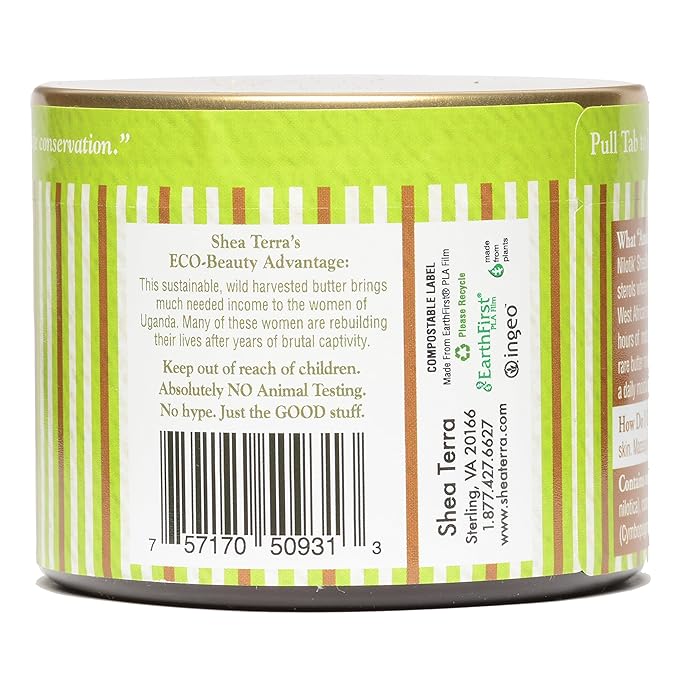 Shea Terra Organics 100% Organic Cold-Pressed Virgin Shea Butter – Coconut Lemongrass | Natural Anti-Aging Daily Skin, Nails & Hair Cream to Soften Dry Skin, Reduce Wrinkles & Stretch Marks – 6 oz